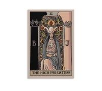 LZTEN Impression sur toile représentant la grande prêtresse - Carte de tarot - Divination - Astrologie - Décoration murale - Sans cadre - 30,5 x 45,7 cm