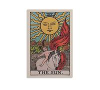 LZTEN Impression sur toile représentant le soleil - Carte de tarot vintage - Astrologie - Décoration murale - Sans cadre - 30,5 x 45,7 cm