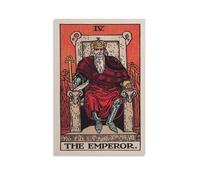 LZTEN Impression sur toile vintage représentant l'Empereur, carte de tarot, divination, astrologie et étoiles, décoration murale, sans cadre, 30,5 x 45,7 cm