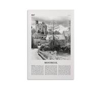 LZTEN Montreuil Print Black And White, Montreuil Wall Art, Montreuil Poster, Montreuil Photo, Montreuil Wall Decor Montreuil, Montreuil Map, France Canvas Wall Art Po