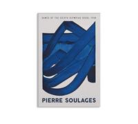 LZTEN Pierre Soulages Poster mural moderne aux Jeux olympiques de Séoul Bleu foncé Art minimaliste scandinave sans cadre 60 x 90 cm