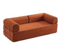 LZTET Canapé Pliant à Compression,Canapé-Lit Convertible,avec Accoudoirs Et Dossier,Confortable pour Salon,Chambre,Bureau,Appartement,Tissu Velours CôTelé,Cadre en Acier Inoxydable(180cm,Caramel)