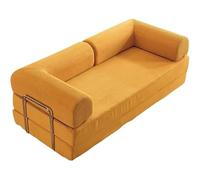 LZTET Canapé Pliant à Compression,Canapé-Lit Convertible,avec Accoudoirs Et Dossier,Confortable pour Salon,Chambre,Bureau,Appartement,Tissu Velours CôTelé,Cadre en Acier Inoxydable(100cm,Turmeric)