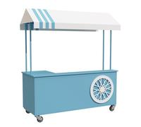 LZTET Chariot De Restauration De Rue Portable avec Auvent,PréSentoir Mobile à roulettes Verrouillables,PréSentoir Marché en Portable,pour Salons,DéMonstrations Et Foires(200cm,Blue)