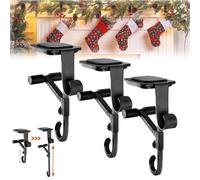 LZTET Cintre De Guirlande RéGlable,Porte-Manteau CheminéE 2 en 1,RéGlable Et sans PerçAge,avec Crochets,pour Manteau CheminéE,Couronne,DéCoration NoëL(3pcs,Black)