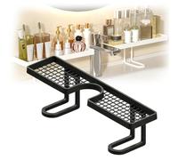LZTET Organisateur D'éVier DerrièRe Le Robinet,éTagèRe De Rangement pour Robinet sur Pied,sans PerçAge,avec Rainure en U Et Fond Creux,IdéAle La Salle Bain,La Cuisine Ou Plan Travail(50cm,Black)