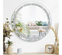 Lzuso Diamant cassé Pendaison Miroir Mural Cristal Miroir Mural sans Cadre Miroir Rond argenté Miroir Mural décoratif Couloir Maison Salle de Bain Chambre à Coucher 40x40cm