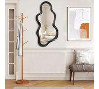 Lzuso Grand Miroir asymétrique irrégulier Moderne Nuage Miroir Mural Cadre en Bois Style Unique Art Mural Maquillage Miroir Salon Chambre Salle de Bains Couloir décoration