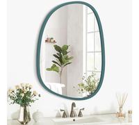 Lzuso Miroir asymétrique à Suspendre en Bois pour Le Mur Cadre irrégulier Petit Miroir Mural Moderne Décoratif Unique Chambre à Coucher Salon Salle de Bains Entrée Vanité Esthétique Miroir Ovale