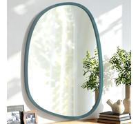 Lzuso Miroir asymétrique à Suspendre en Bois pour Le Mur Cadre irrégulier Petit Miroir Mural Moderne Décoratif Unique Chambre à Coucher Salon Salle de Bains Entrée Vanité Esthétique Miroir Ovale