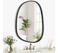 Lzuso Miroir asymétrique à Suspendre en Bois pour Le Mur Cadre irrégulier Petit Miroir Mural Moderne Décoratif Unique Chambre à Coucher Salon Salle de Bains Entrée Vanité Esthétique Miroir Ovale