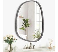 Lzuso Miroir asymétrique à Suspendre en Bois pour Le Mur Cadre irrégulier Petit Miroir Mural Moderne Décoratif Unique Chambre à Coucher Salon Salle de Bains Entrée Vanité Esthétique Miroir Ovale