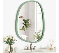 Lzuso Miroir asymétrique à Suspendre en Bois pour Le Mur Cadre irrégulier Petit Miroir Mural Moderne Décoratif Unique Chambre à Coucher Salon Salle de Bains Entrée Vanité Esthétique Miroir Ovale