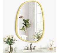 Lzuso Miroir asymétrique à Suspendre en Bois pour Le Mur Cadre irrégulier Petit Miroir Mural Moderne Décoratif Unique Chambre à Coucher Salon Salle de Bains Entrée Vanité Esthétique Miroir Ovale