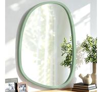 Lzuso Miroir asymétrique à Suspendre en Bois pour Le Mur Cadre irrégulier Petit Miroir Mural Moderne Décoratif Unique Chambre à Coucher Salon Salle de Bains Entrée Vanité Esthétique Miroir Ovale