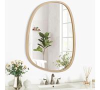 Lzuso Miroir asymétrique à Suspendre en Bois pour Le Mur Cadre irrégulier Petit Miroir Mural Moderne Décoratif Unique Chambre à Coucher Salon Salle de Bains Entrée Vanité Esthétique Miroir Ovale