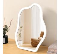 Lzuso Miroir de bureau avec cadre en bois - Petit miroir sur pied pour chambre à coucher, bureau, commode antique, comptoir, beauté - Cadeaux de ferme - 35 x 25 cm (L x l)