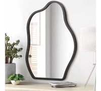 Lzuso Miroir Mural asymétrique Cadre en Bois Cloud Hanging Mirror Unique irrégulière Moderne Salon Miroir Chambre vanité entrée Couloir Art Déco Mur Miroir Rose