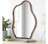 Lzuso Miroir Mural asymétrique décoration Moderne Cadre en Bois Miroir Mural Forme Unique Meuble - lavabo Mural Art Miroir décoration Salon Chambre Salle de Bains entrée Petit 16 "x12
