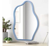 Lzuso Miroir Mural asymétrique Miroir Mural Moderne à Cadre en Bois Nuageux Forme Unique Meuble Mural Art Miroir à Vagues décoration Salon Chambre Salle de Bain entrée Large 20 "x16