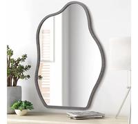 Lzuso Miroir Mural Nuageux irrégulier Argent asymétrique Moderne Cadre en Bois Miroir Style Unique Mural vanité Art Suspendu Miroir Salon Chambre Salle de Bains xuanguan Couloir Petit