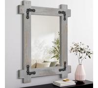 Lzuso Miroir Suspendu de Salle de Bain Petit Miroir Suspendu de Couleur Rouille Cadre Mural en Bois rétro Miroir Suspendu Ferme Salon Chambre xuanguan Couloir décoration 40x30cm