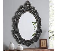 Lzuso Ovale Noir Cadre en Bois rétro Miroir Mural Style Baroque Arendal Traditionnel sculpté Miroir Suspendu décoration Murale Miroir Antique vanité Chambre Salon Cuisine