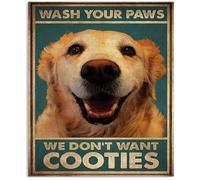 LZWDO Panneau en métal vintage « Wash Your Paws We Don't Want Cooties Street Garage Home Cafe Bar Bathroom Door Wall Decoration » 20 x 30 cm