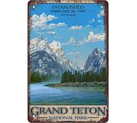 LZWDO Panneaux métalliques amusants en étain représentant le parc national de Grand Teton, idéal pour un bar, un café, une maison, une chambre, un mur,15 x 30 cm