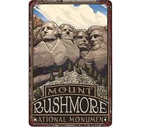 LZWDO Panneaux métalliques rétro Mount Rushmore National Monument Travel Tin Signs Intérieur et extérieur Maison Bar Café Cuisine Décoration murale 15 * 30 cm