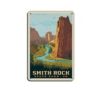 LZWDO Panneaux métalliques rétro Smith Rock State Park Oregon Travel Tin Signs Intérieur et extérieur Maison Bar Café Cuisine Décoration murale 30 * 40cm