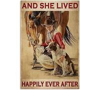 LZWDO Panneaux métalliques vintage « Elle a vécu heureuse pour toujours » - Plaque murale en étain - Art mural - Affiche en métal pour maison, bar, café, garage, salle de bain - 30 x 30 cm