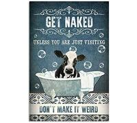 LZWDO Plaque en métal rétro « Vache nue, ne sois pas bizarre » - Décoration murale pour la maison, la cuisine, le bar, le café - Cadeau - 20 x 30 cm