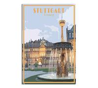 LZWDO Plaque en métal Stuttgart Allemagne Plaque en métal Voyage Art vintage Décoration murale Panneau Maison Cuisine Bar Patio Cave Décoration drôle 20x30CM