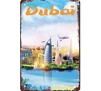 LZWDO Plaque en métal style Dubaï, décoration de voyage vintage pour bar, club, maison, cuisine ou grotte, style rustique et humoristique, 20 x 30 cm