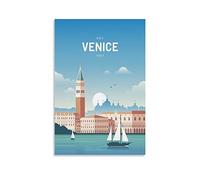 LZWDO Plaque en métal Venise Piazza San Marco, décoration rétro, art, maison, cuisine, bar, café, club, grotte, décoration murale, vintage, voyage, 15 x 30 cm
