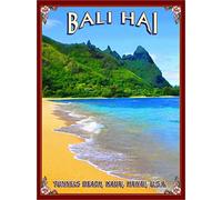LZWDO Plaque métallique Bali Hai Tunnels Beach Hawaii Kauai États-Unis Décoration rétro Art Panneau Maison Cuisine Bar Café Club Grotte Décoration murale Vintage Voyage Plaque en métal 20 * 30cm