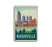 LZWDO Plaque métallique Nashville Skyline - Décoration murale - Affiche en métal pour la maison, bar, café, garage, salle de bain - 30 x 40 cm