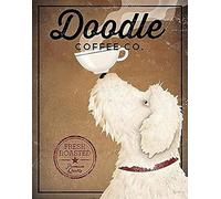 LZWDO Plaque métallique rétro représentant un chien gribouillé, style café, 30 x 40 cm. Décoration murale en métal pour la maison, le bar, le café, le garage ou la salle de bain.