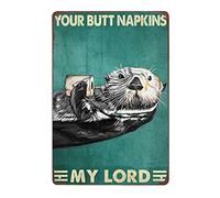 LZWDO Plaque métallique rétro « Your Butt Towelkins My Lord » pour bar, pub, café, cuisine, salle de bain, décoration murale intérieure et extérieure, 30 x 30 cm