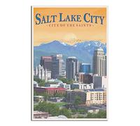 LZWDO Plaque métallique Salt Lake City - City of Saints Picture Tin Sign Travel Vintage Art Wall Decor Sign Home Kitchen Bar Patio Cave Funny Decor 20x30CM