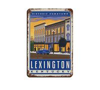 LZWDO Plaques en étain humoristiques vintage, villes universitaires, Lexington, Kentucky, voyage, rétro, bar, club, grotte, maison, cuisine, décoration murale, cadeau, 15 x 30 cm