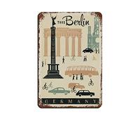 LZWDO Plaques en métal Allemagne Berlin Mod Métal Voyage Plaques en métal Décoration murale pour café Bar Pub Maison 20 * 30 cm