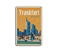 LZWDO Plaques en métal Allemagne Francfort, humoristiques, voyage, bar, café, maison, chambre, art, plaque murale, décoration, cadeau, extérieur, intérieur, 20 x 30 cm