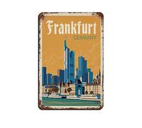 LZWDO Plaques en métal Allemagne Francfort Plaques de voyage en métal Décoration murale pour café, bar, pub, maison 20 x 30 cm