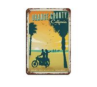 LZWDO Plaques en métal - Comté d'Orange, Californie - Décoration murale pour la maison, la cuisine, le restaurant ou un club - Voyages - 15 x 30 cm
