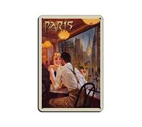 LZWDO Plaques en métal « France Paris Quand il pleut » - Décoration murale pour café, bar, pub, maison - 30 x 40 cm