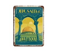 LZWDO Plaques en métal rétro Jérusalem - Décoration murale vintage et humoristique pour la maison, la cuisine, le bar, le club ou une cave (20 x 30 cm)