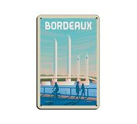 LZWDO Plaques en métal vintage Bordeaux France Voyage Plaques en métal Affiche en métal Décoration murale Bureau Café Salle de bain Salle de bain 30 * 30 cm