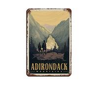 LZWDO Plaques en métal vintage représentant des montagnes Adirondack et des têtes d'Indiens, décoration murale pour bureau, café, salle de bain, 15 x 30 cm